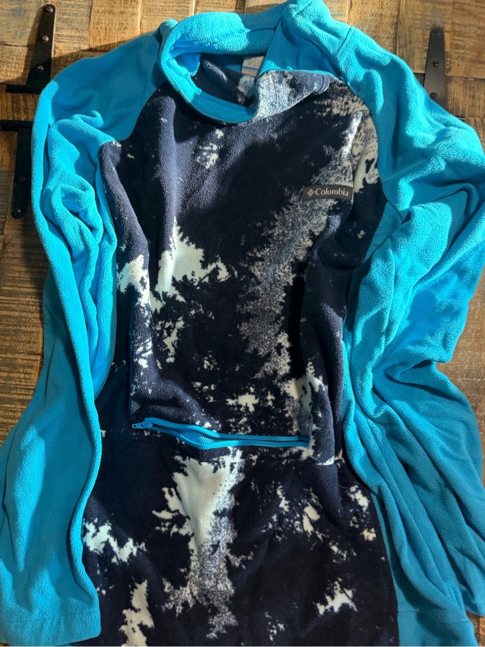 Columbia Teal and Navy Tie-Dye Fleece Jacket
